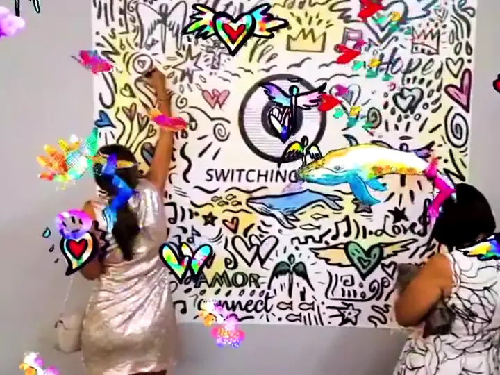 Hand-drawn mural coming alive with AR butterflies at The Cape, Los Cabos