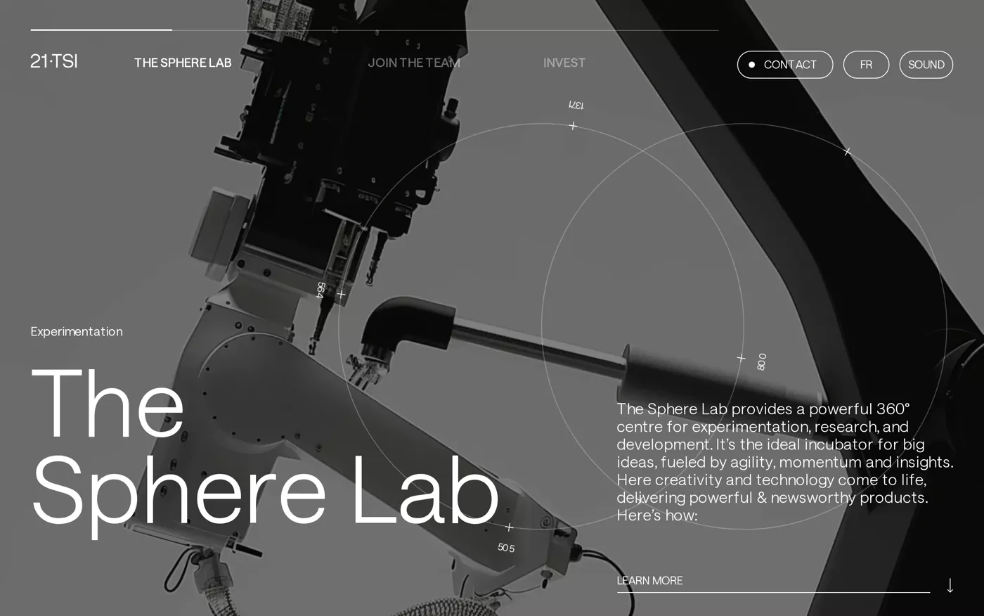 21TSI Sphere Lab robotic arm section