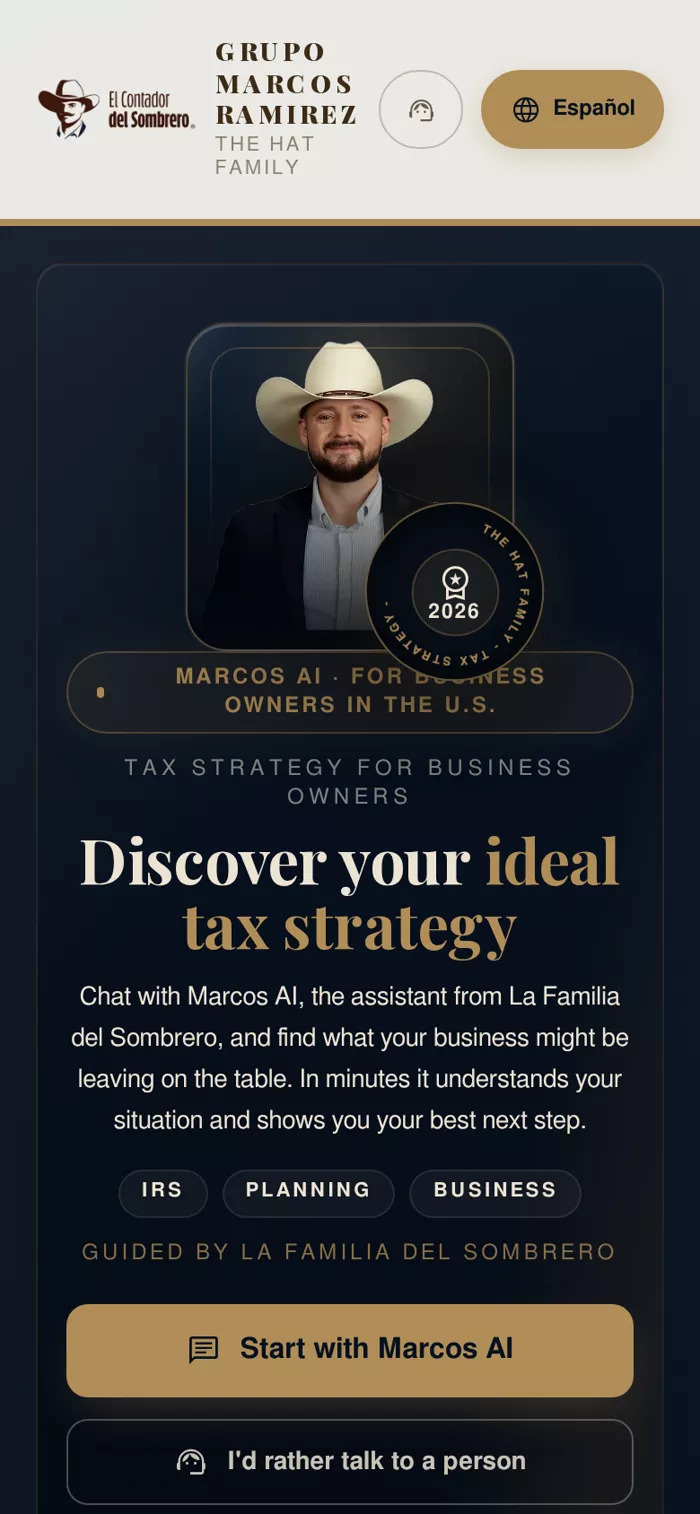 Marcos AI mobile hero