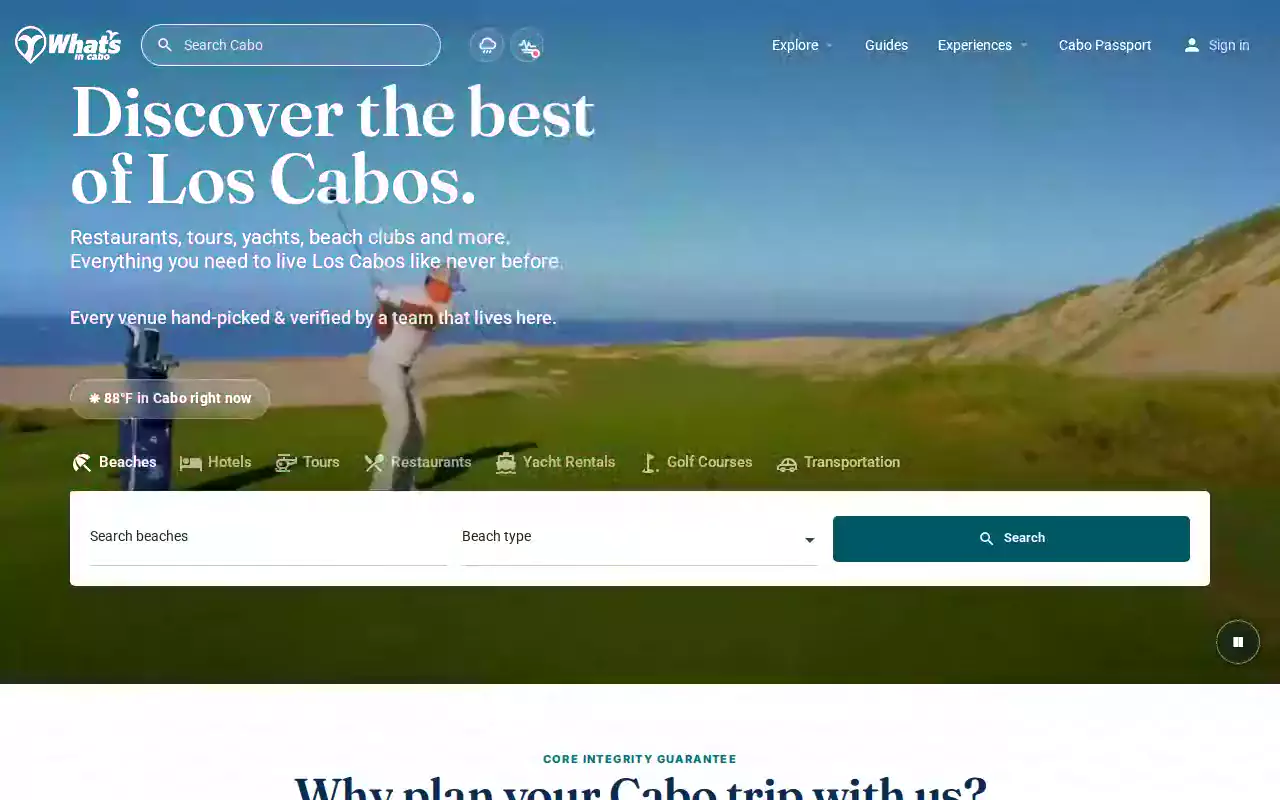 What's in Cabo booking-grade search over cinematic destination video